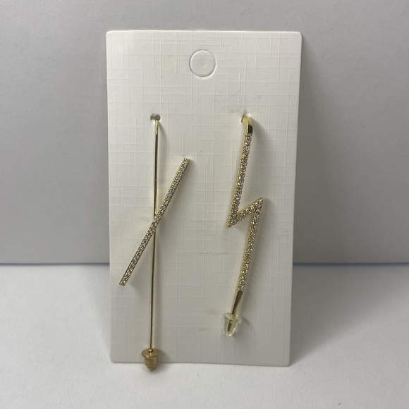 Set of 2 crawler hook earrings Minimalist Gold Ear Climber/ thunder ⚡️ - Picture 2 of 4